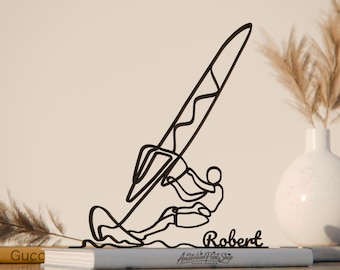 Gepersonaliseerde windsurferfiguur - minimalistisch windsurfsculptuur
