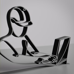 Computer Engineer, Customized Line Art Figure, 3D Printed Gift, Unique Computer Engineer Gifts, Custom Line Sculpture, Minimalist Home Decor image 3