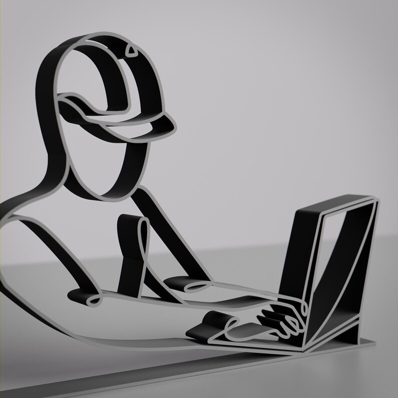 Computer Engineer, Customized Line Art Figure, 3D Printed Gift, Unique Computer Engineer Gifts, Custom Line Sculpture, Minimalist Home Decor image 3