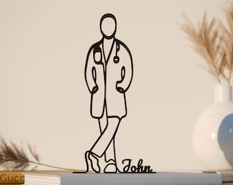 Personalisierte Arztfigur – Minimalistische Linienkunst-Skulptur