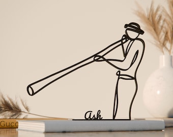 Didgeridoo Player, Customized Line Art Figure, 3D Printed Gift, Unique Didgeridoo Gift Idea, Custom Line Art Sculpture,Minimalist Home Decor