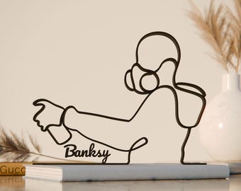 Personalized Graffiti Painter Figure - Minimalist Line Art Sculpture