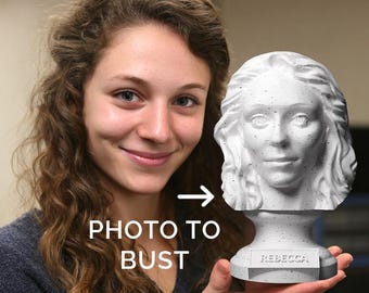 Personalisierte 3D Gedruckte Büste vom Foto - Benutzerdefiniertes Foto zur Büste Skulptur - Gedenkgeschenk - Jubiläumsgeschenk - Einzigartiges Statuengeschenk