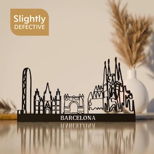 Slightly DEFECTIVE Barcelona Cityscape, Line Art Figure, 3D Printed Gift, Unique Travel Gift Idea, Office Bookshelf, Minimalist Home Decor
