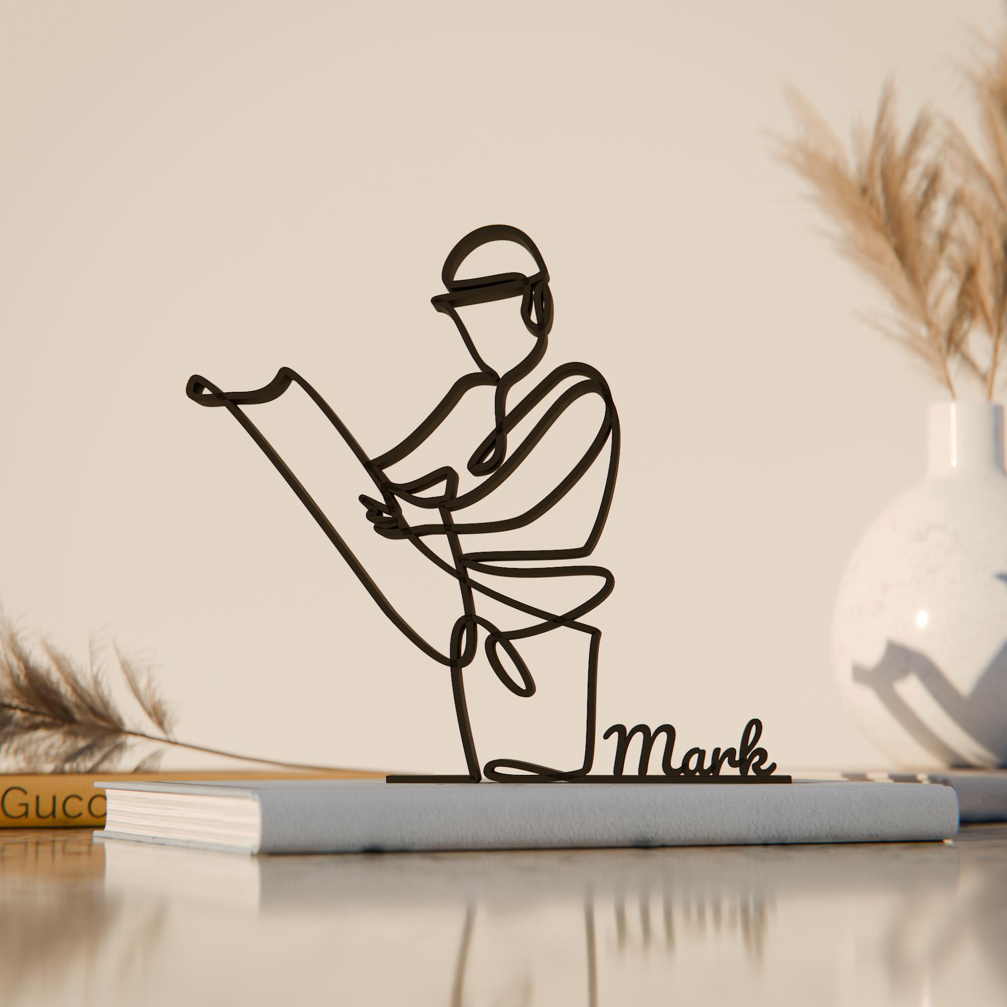 Architect, Personalized Line Art Figure, 3D Printed Gift, Unique Architect Gift Idea, Custom Line Art Sculpture, Minimalist Home Decor