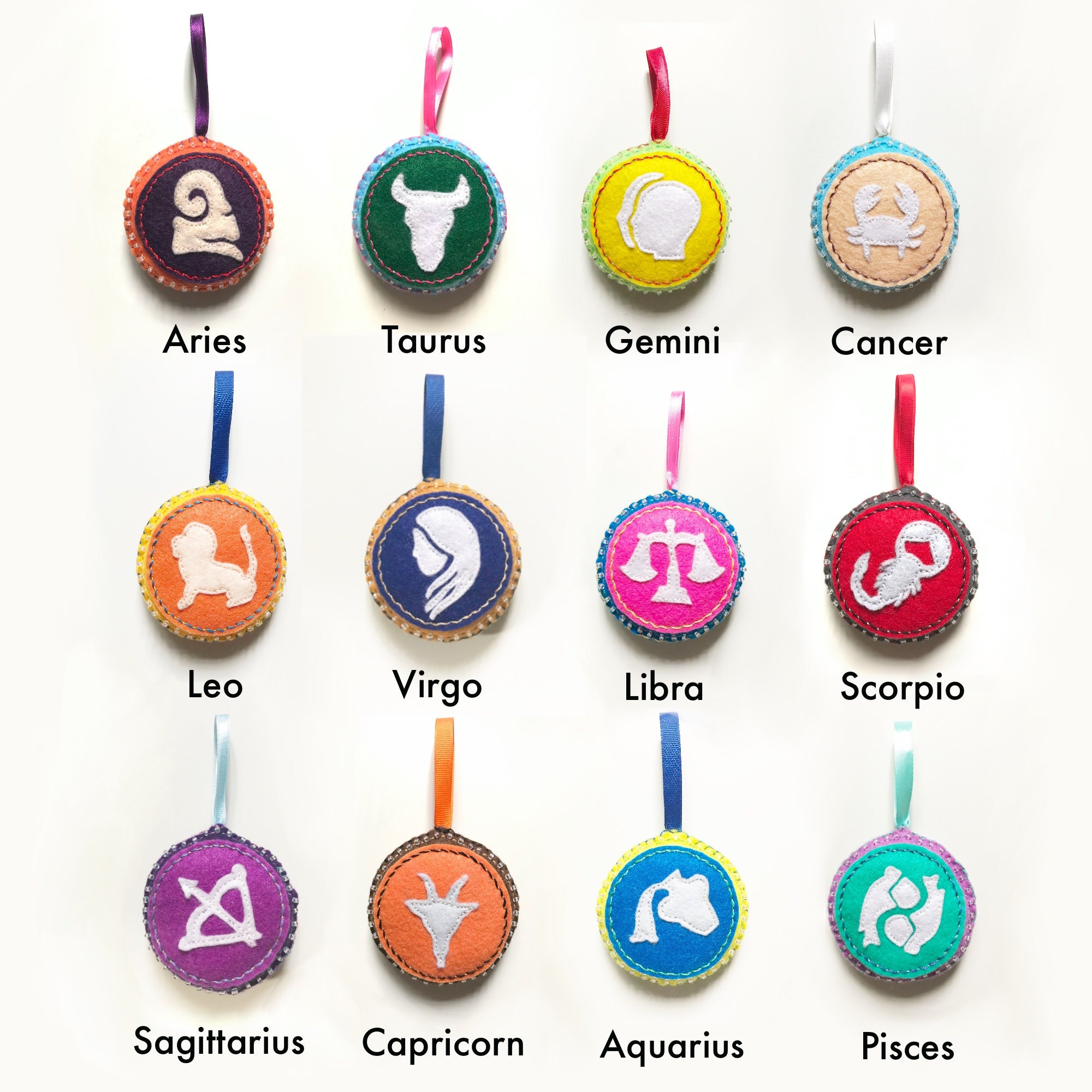 VIRGO embroidered felt hanging ornament Etsy.de