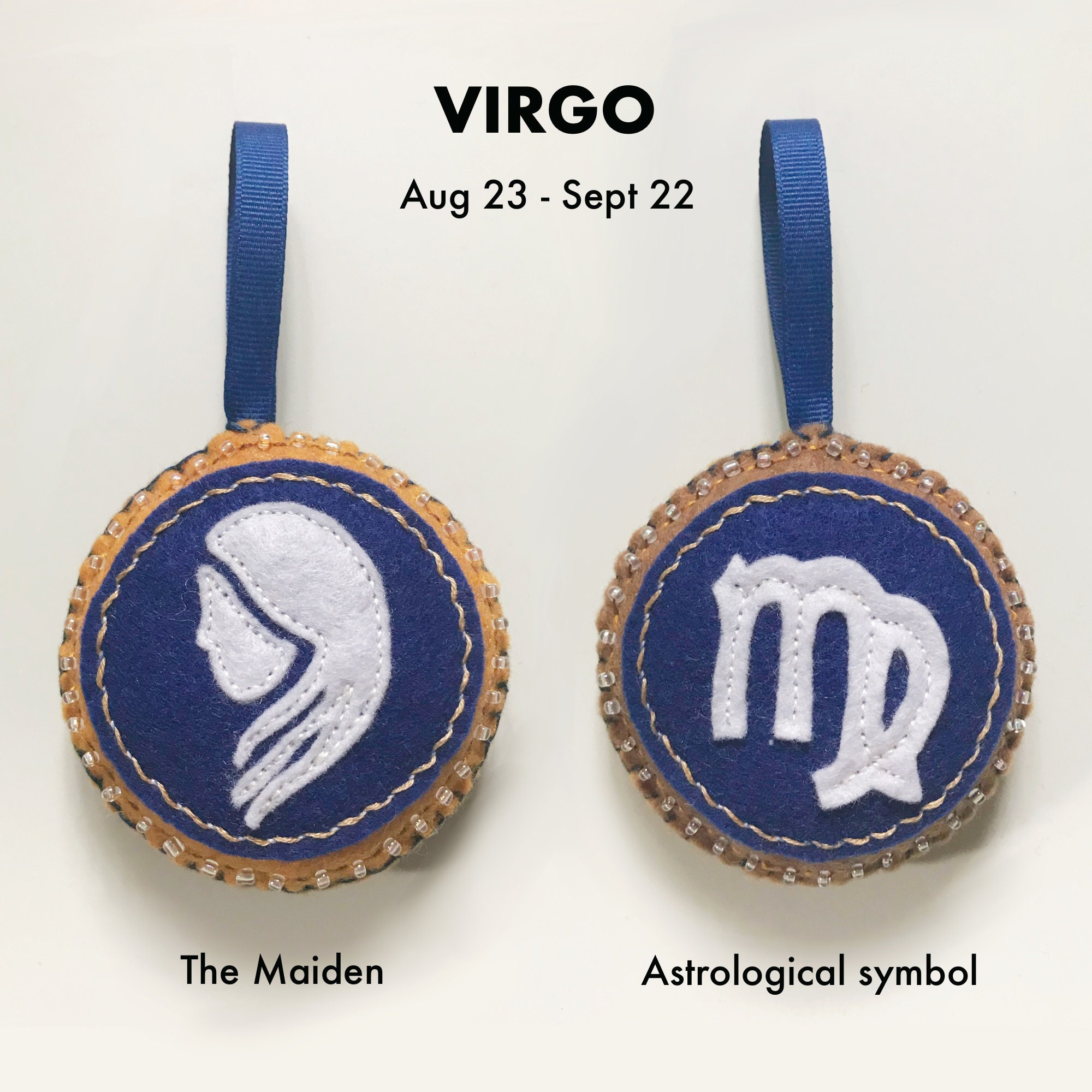 VIRGO embroidered felt hanging ornament Etsy.de