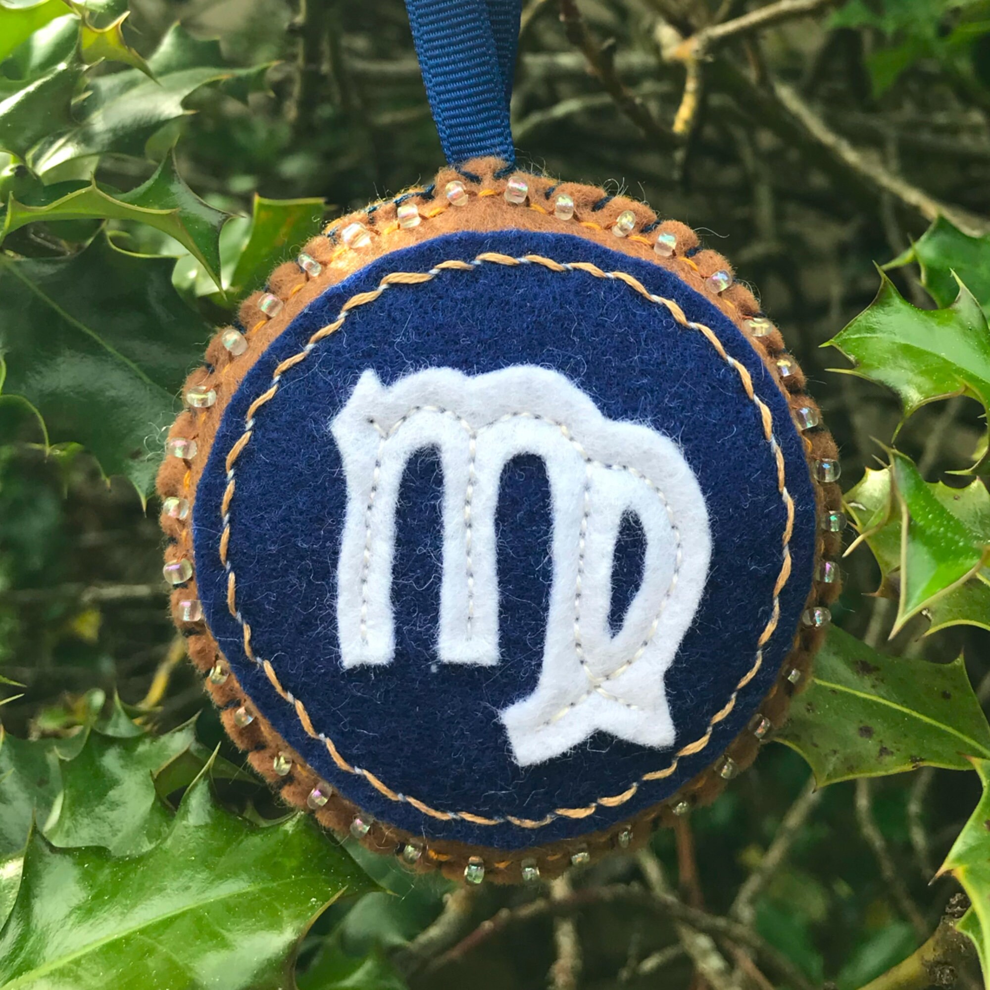 VIRGO embroidered felt hanging ornament Etsy.de