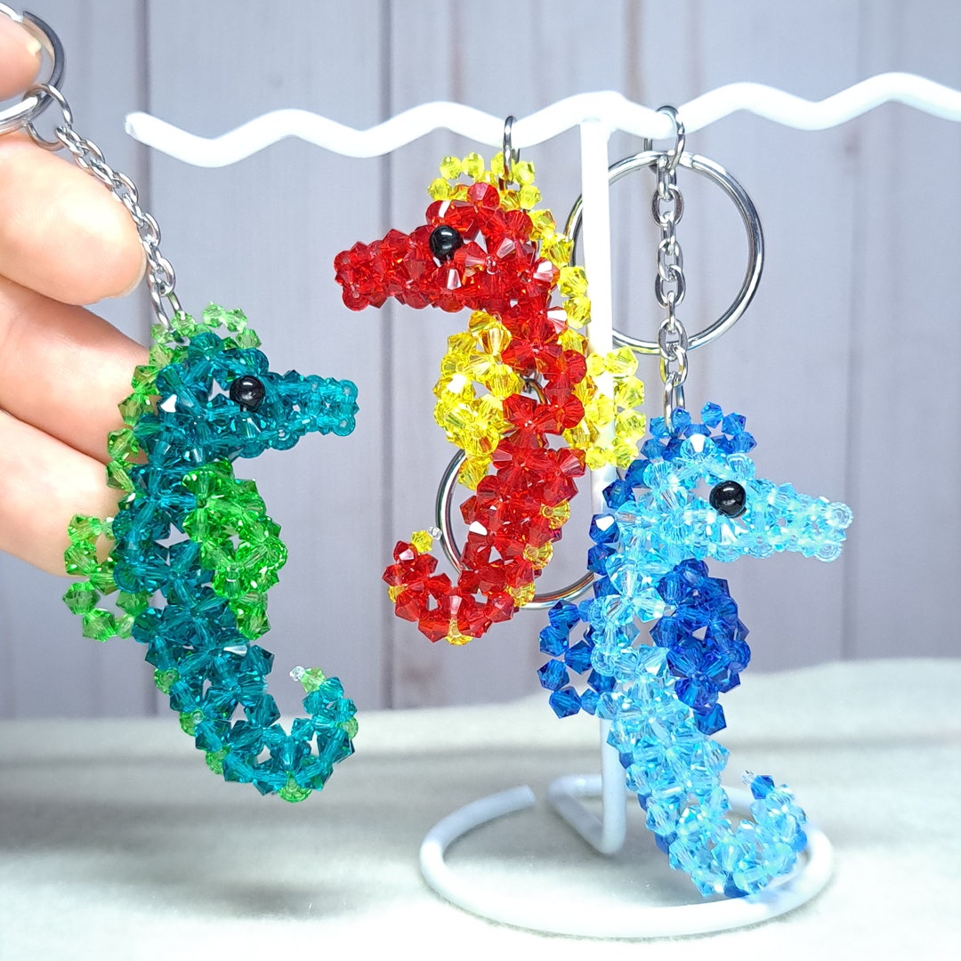 Seahorse Keychain - Aqua Blue, Red & Yellow, Sea Green, Custom - Etsy