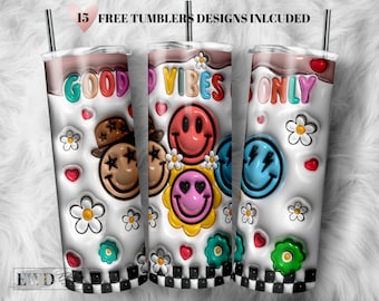Bicchiere gonfiabile 3D Good Vibes Only: faccina sorridente gonfia (download digitale)