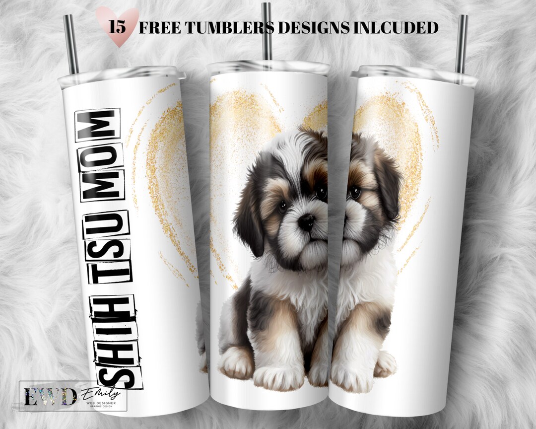 Shih Tzu Dog Mom 20oz Tumbler Wrap: Sublimation Design (PNG) - Etsy