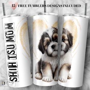 Shih Tzu Dog Mom 20oz Tumbler Wrap: Sublimation Design (PNG)