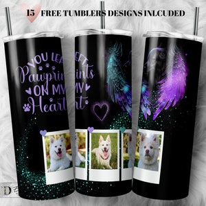 Pet Memorial Tumbler Wrap: Pawprints on My Heart Design (PNG File)