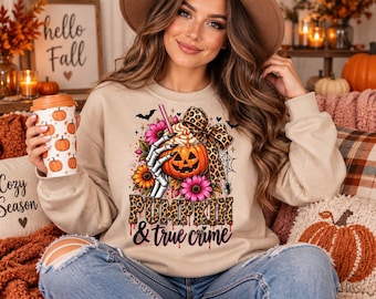 Girly Halloween Pumpkin Skull Clipart, Leopard True Crime Design (PNG Download)