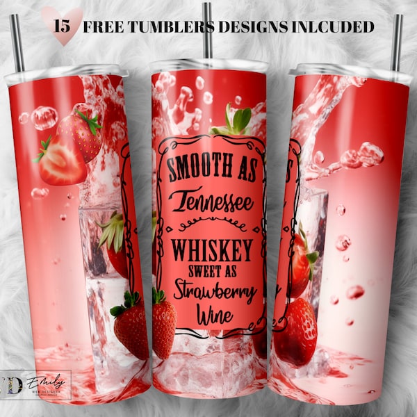 Sublimation droite d'alcool 20oz - enveloppe de gobelet PNG - PNG - téléchargement numérique - enveloppe de sublimation de vin et de whisky de fraise