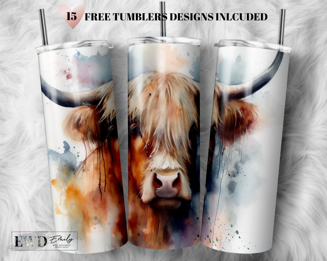Highland Cow Tumbler Wrap PNG, 20 Oz Skinny Tumbler Sublimation Design ...