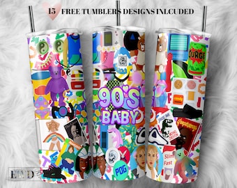 90s Nostalgia Tumbler Design: 20oz Skinny Sublimation (Digital Download)