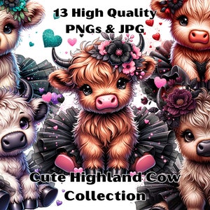 Cute Highland Cow Clipart PNG, Sublimation Design (digital Download) - Etsy