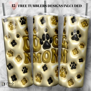 3D Inflated Dog Mom 20oz Tumbler, Dog Paws 20oz Tumbler Wrap Png, 3D Tumbler Design Skinny Digital Download, 3D Dog lover Puff Png Downloads