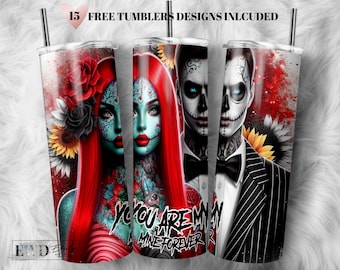 Halloween Spooky Tumbler Wrap: Horror Couple Sublimation Design (Digital Download)
