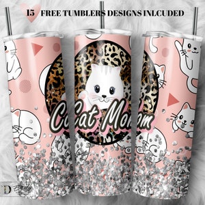 Katzen 20oz Skinny Tumbler Design | Süßer Katzen Tumbler Wrap | Süßer Katzen Sublimation Wrap | Süßer Katzen Becher Png | Kommerzielle Nutzung inklusive