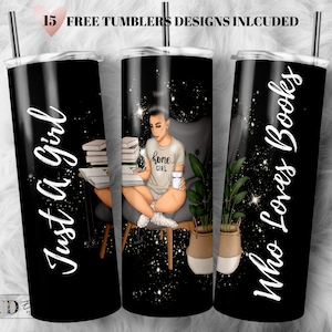 Book Lover Tumbler Design: 20oz Skinny Tumbler Wrap (PNG Digital Download)