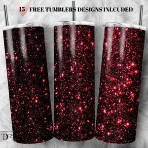 Burgundy Glitter Tumbler Wrap: 20oz Skinny Sublimation Design (PNG)