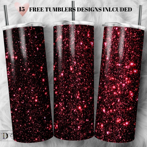 Burgundy Glitter Tumbler Wrap: 20oz Skinny Sublimation Design (PNG)