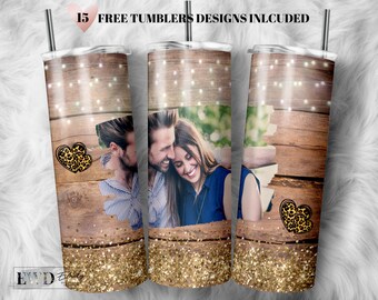 Valentine Photo Collage Tumbler Wrap: 20oz Skinny Tumbler Template (PNG Digital Download)