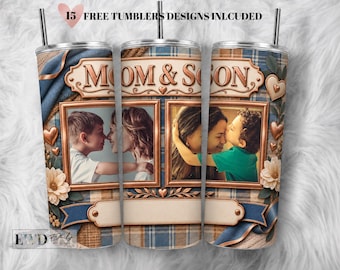 Personalized Mom & Son Tumbler Wrap, Custom Photo Design (PNG File)