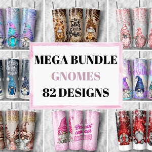 Gnome Tumbler Wrap Bundle - 20oz Skinny Tumbler Wrap PNG - Gift for Family - Gnome PNG