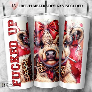 Funny Highland Cow 20oz Tumbler Sublimation Design (PNG)