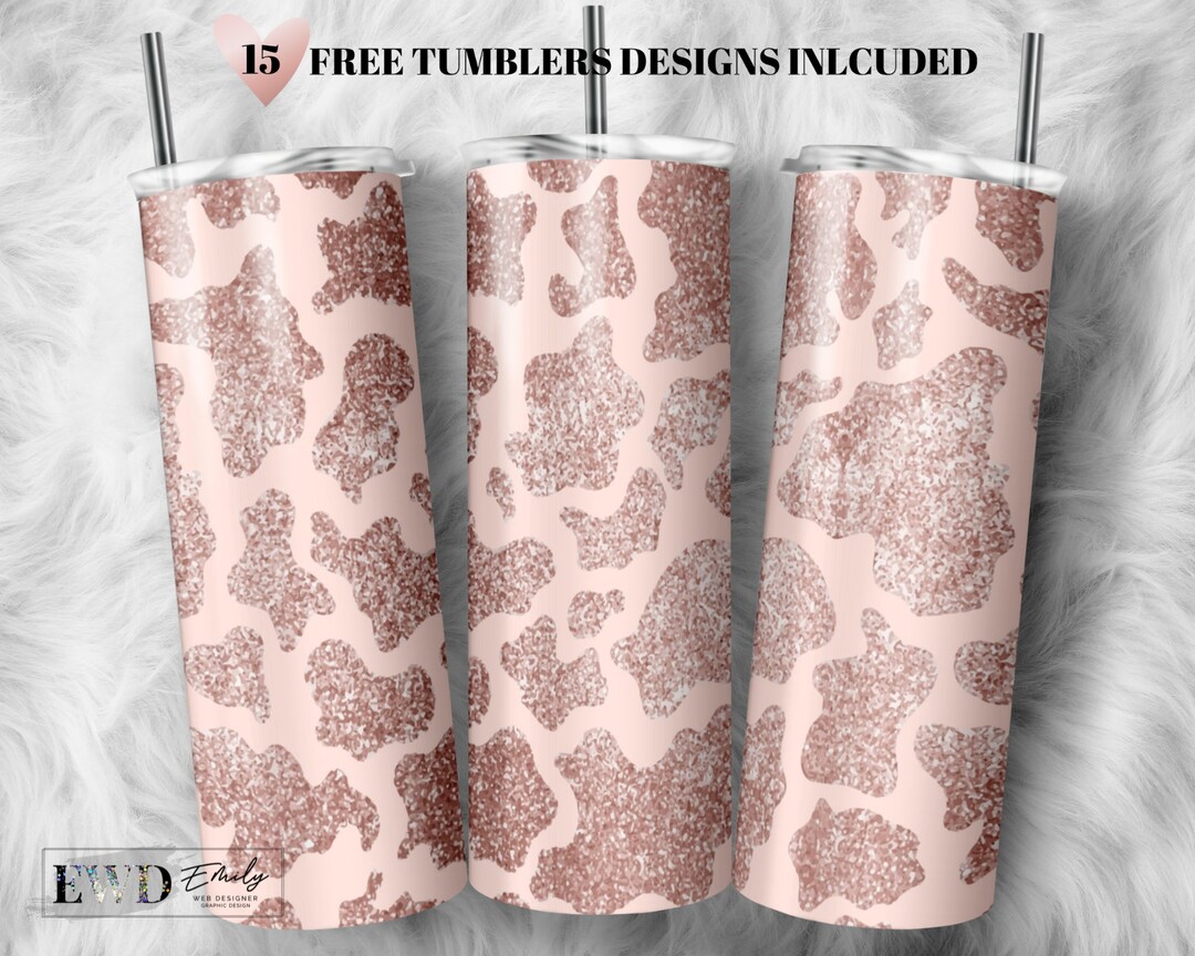 Rose Gold Cow Print Tumbler Design Cow Pattern 20oz Skinny Etsy