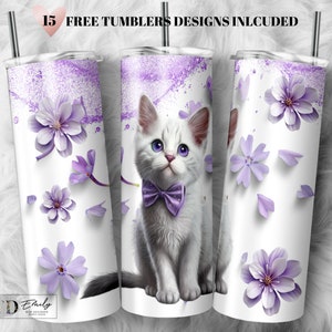 Katzen 20oz Skinny Tumbler Design | Süßer Katzen Tumbler Wrap | Süßer Katzen Sublimation Wrap | Süßer Katzen Becher Png | Kommerzielle Nutzung inklusive