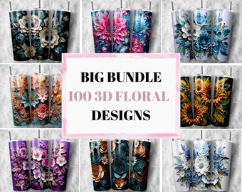 Può includere: Un set di 100 disegni floreali 3D per bicchieri. I disegni presentano vari fiori in diversi colori, tra cui blu, rosa, giallo e viola. I disegni sono perfetti per aggiungere un tocco di eleganza ai tuoi bicchieri.