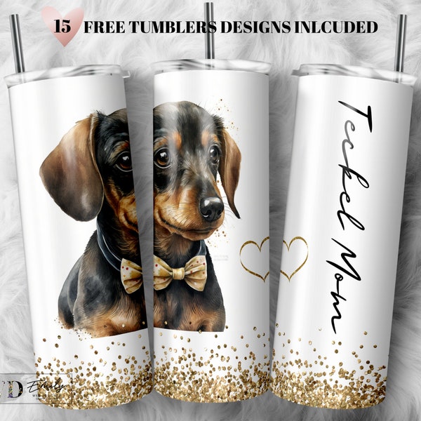 Teckel Mom 20 oz Skinny Tumbler Sublimation Design Digital Download PNG Instant, Dog Lover Tumbler Design Digital Download