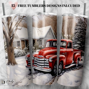 Christmas Truck Tumbler Sublimation Design: Cozy Home Snow (PNG Digital Download)