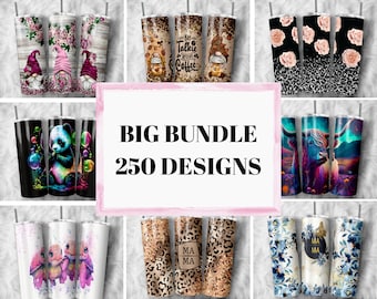 Más de 250 envoltorios para vasos: diseños florales, de leopardo y con purpurina (paquete PNG)