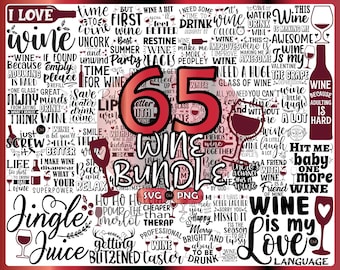 Wine SVG Clipart Bundle, Wine Quotes (Digital Download)