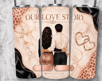 Our Love Story Tumbler Wrap PNG, Personalized Couple Design (Digital Download)