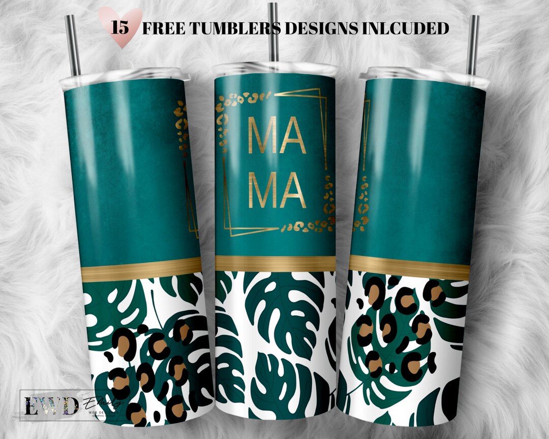 Mama Tumbler Wrap PNG: Glitter Leopard Print, 20 Oz Skinny Sublimation ...