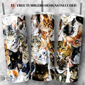 Katzen 20oz Skinny Tumbler Design | Süßer Katzen Tumbler Wrap | Süßer Katzen Sublimation Wrap | Süßer Katzen Becher Png | Kommerzielle Nutzung inklusive
