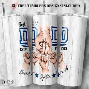 20 Oz Skinny Tumbler, Best Dad png Tumbler, Add names, Dad, Father, Papa, Tumbler Wrap, Sublimation Template, Father&#39;s Day, PNG.
