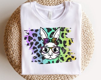 Leopard Easter Bunny PNG: Glasses Sublimation Design (Digital Download)