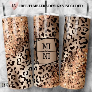 Rose Gold Leopard Tumbler Design: Seamless Mini 20oz PNG (Commercial Use)