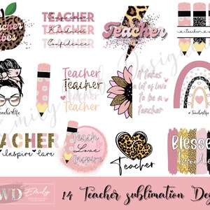 Teacher Sublimation PNG Bundle: Leopard Print Designs (Digital Download)