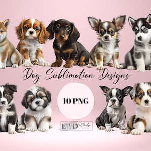 10 Dogs Clipart, PNG, Watercolor Puppy Clipart Bundle, Pet, Puppies, Watercolor Dogs clipart, Commercial Use