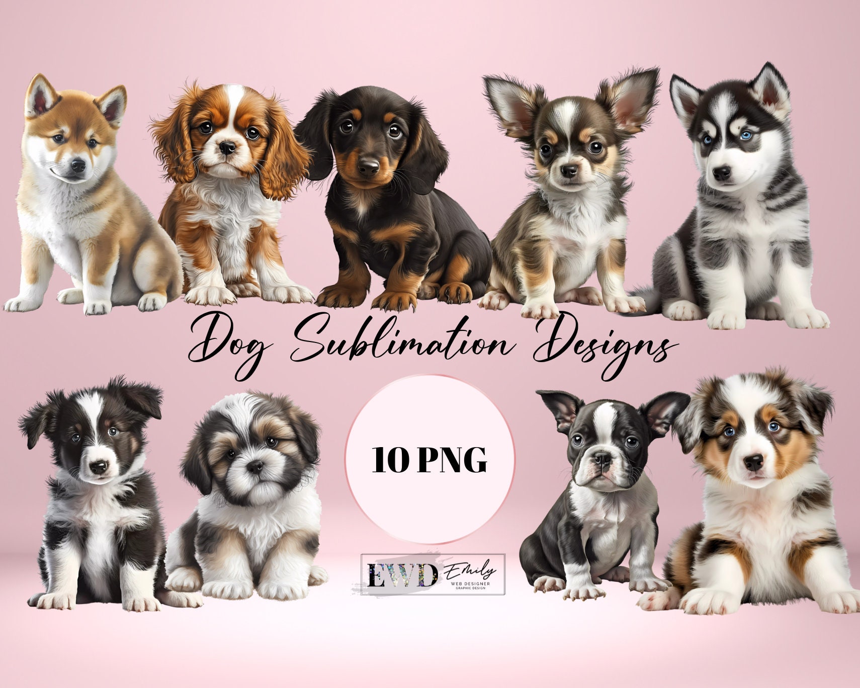 Watercolor Puppy Clipart Bundle: 10 PNG Dog Designs (commercial Use) - Etsy