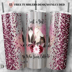 Katzen 20oz Skinny Tumbler Design | Süßer Katzen Tumbler Wrap | Süßer Katzen Sublimation Wrap | Süßer Katzen Becher Png | Kommerzielle Nutzung inklusive