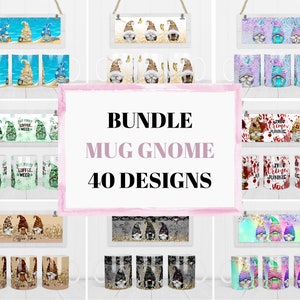 Gnome Mug Wrap Bundle - 11oz and 15oz Mug Wrap Bundle- Gnome Mug Bundle